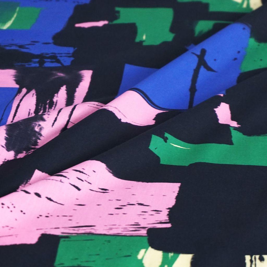 Leichte Baumwolle farbige Flächen rosa grün blau schwarz